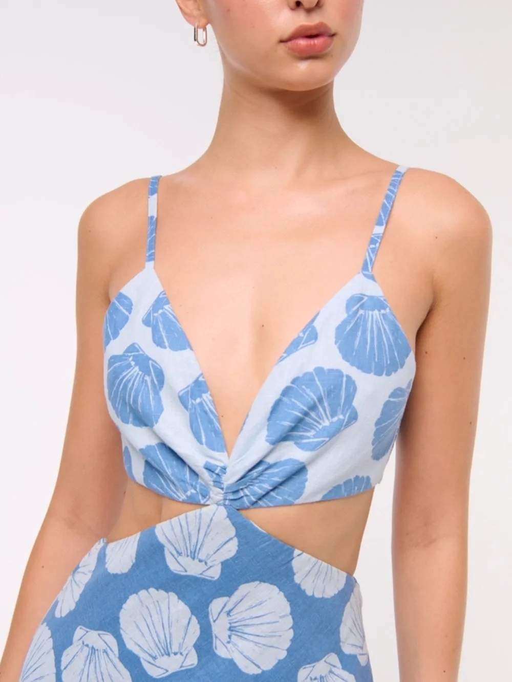 Abercrombie & Fitch The A&F Julia Slip Cutout Maxi Dress Blue Shell Print Tall